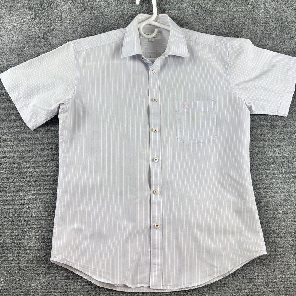 Countess Mara Shirt Mens 100 M Medium Blue Pink Pinstripe Short Sleeve Cotton